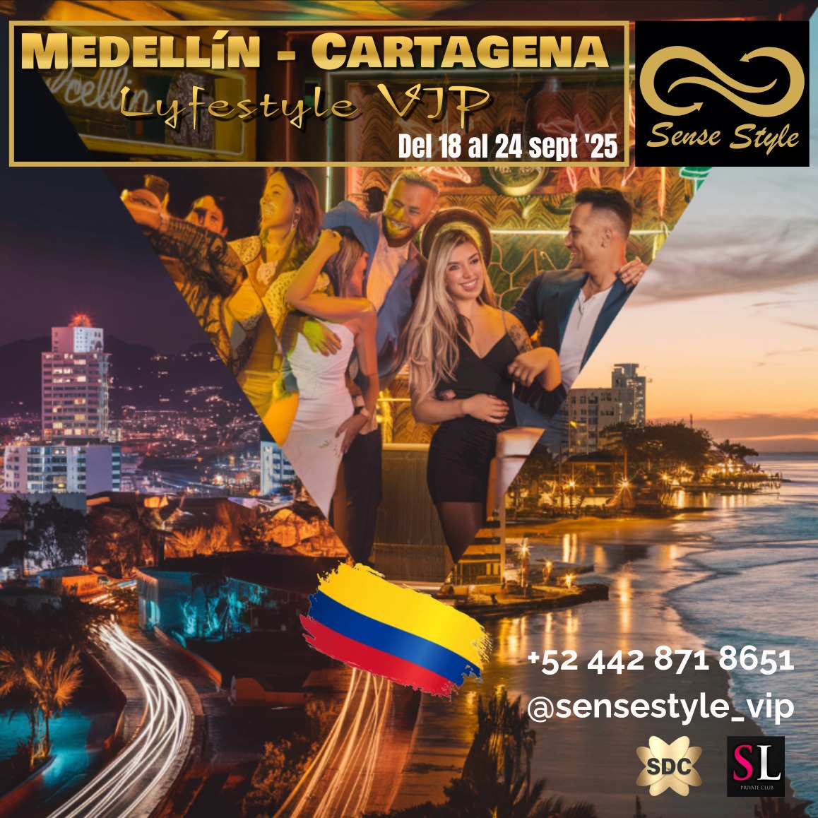 🌴¡Escápate con tu pareja a un viaje SW único!
🌟 7 días y 6 noches en dos de las ciudades más vibrantes de Colombia: Medellín y Cartagena.
💃 Disfruta de la rumba candente colombiana, conoce a parejas locales y explora lugares emblemáticos.
💌 ¡¡Contáctanos para más detalles!!