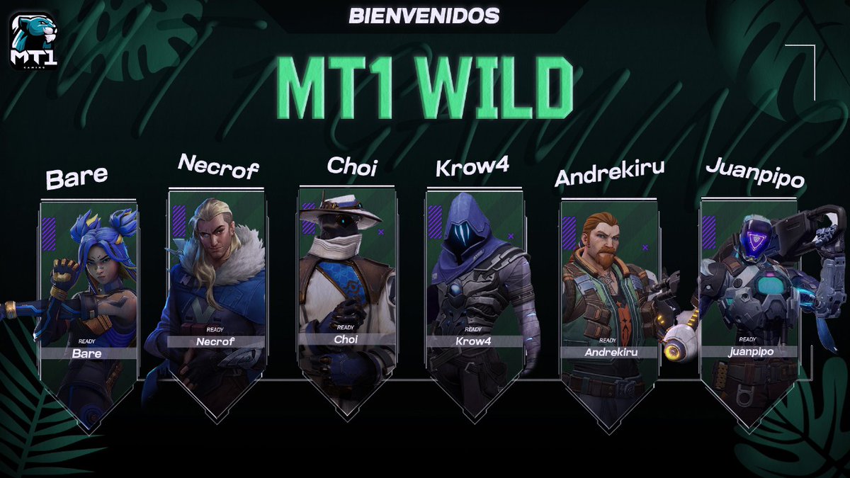 MT1 Gaming (@mt1_gaming) on Twitter photo 🌿 BIENVENIDOS A LA MANADA
Así se forma MT1 WILD, nuestro segundo roster de Valorant 👊
Juventud, hambre de competir y un estilo salvaje.
🔫 <a href="/BareSchuster/">Bare</a> | <a href="/Necrofowo/">Necrof</a> | <a href="/choivalorant/">Choi</a> | @MVDH93180960 | <a href="/Andrekiru/">MT1 Andrekiru</a> | <a href="/juanipo568/">MT1 Juanpipo</a> 🌿 BIENVENIDOS A LA MANADA
Así se forma MT1 WILD, nuestro segundo roster de Valorant 👊
Juventud, hambre de competir y un estilo salvaje.
🔫 <a href="/BareSchuster/">Bare</a> | <a href="/Necrofowo/">Necrof</a> | <a href="/choivalorant/">Choi</a> | @MVDH93180960 | <a href="/Andrekiru/">MT1 Andrekiru</a> | <a href="/juanipo568/">MT1 Juanpipo</a>
