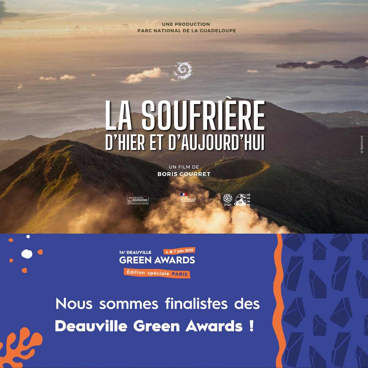 [RÉCOMPENSE] 🏆

C’est  avec une immense joie que nous vous annonçons que notre film "La #Soufrière, d’hier et d’aujourd’hui" fait partie des  finalistes des #DeauvilleGreenAwards2025 dans la compétition DOCU ! 😍

Le film est dispo ici : youtube.com/watch?v=xgB8RJ…