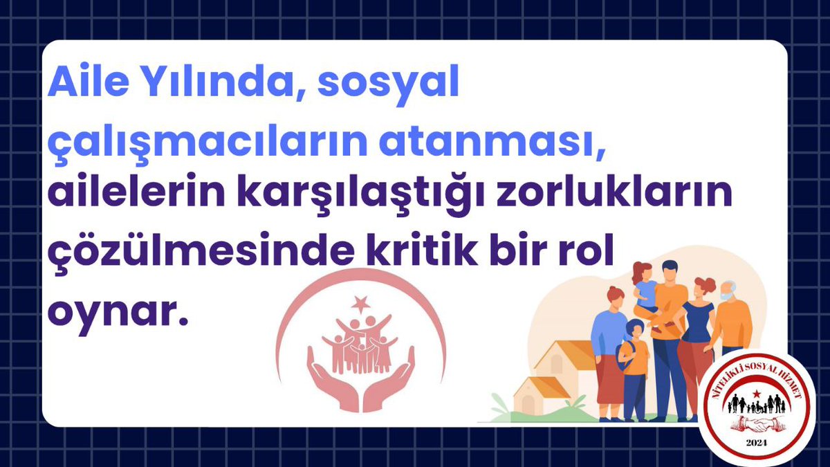 nitelikliX's tweet photo. Sayın Bakanım @MahinurOzdemir, Aile Yılı’nda sosyal çalışmacı atamaları ile ailelerin refahı arttırılacak, toplum daha güçlü bir yapıya kavuşacaktır. Ailelerin yanında olan sosyal çalışmacılara ihtiyacımız var. #AileYılındaSosyalÇalışmacıAta https://t.co/6Vt8AhSL2G