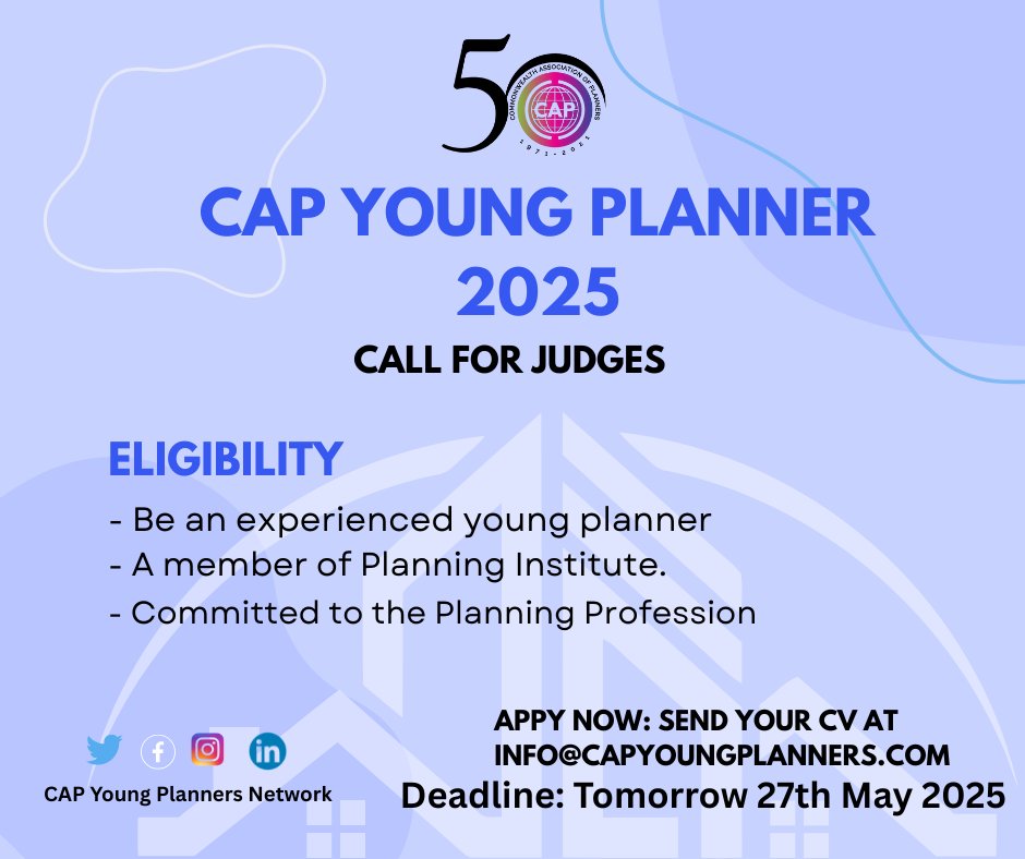 It's that time of the year! Are you interested in judging this year's young planner of the year essay entries? Express your interest by sending an email and your CV to info@capyoungplanners.com

#youngplanners #judge #essaycompetition #Planning #PlanningExcellence #2025