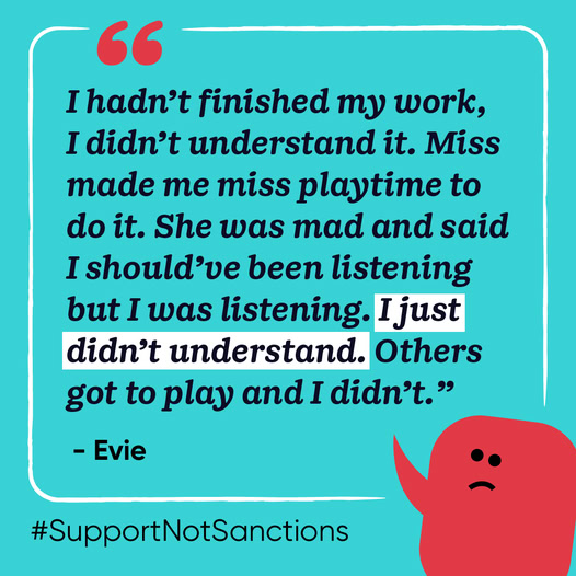Was listening but didn't understand... or was distracted so couldn't get it... or was tired and hungry so couldn't focus...or was upset by home and had a 'full' head. Support - not sanctions.