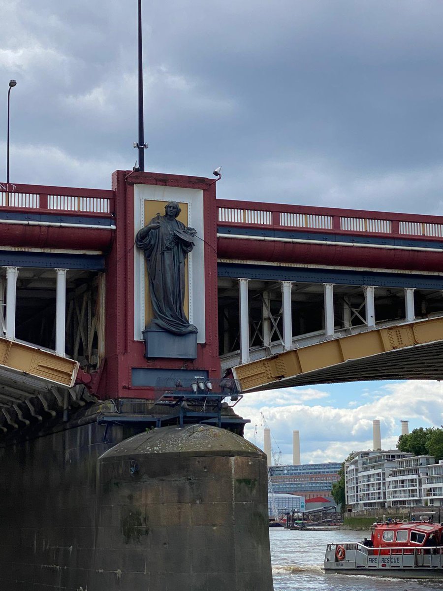 VAUXHALL BRIDGE OPENS OTD 1906. By Alexander Binnie &amp; Maurice Fitzmaurice, who also built Rotherhithe and Blackwall Tunnels. On each pier bronze statues celebrate Agriculture, Architecture, Engineering &amp; Pottery. The robes must have been a nuisance digging and at potter's wheel.