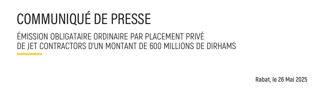 DirhamDigest's tweet photo. đŁ #JetContractors boucle une Ă©mission obligataire privĂ©e de 600 MDH !
Objectifs :
đ§ Financer son plan de dĂ©veloppement
đŒ Diversifier & optimiser ses sources de financement
Structure :
âą Tranche A đ â taux fixe, amortissement linĂ©aire sur 7 ans
âą Tranche B đ â taux rĂ©visable annuellement, amortissement linĂ©aire sur 7 ans
La confiance des investisseurs se confirme : un nouveau levier de croissance pour le groupe.
#BourseMaroc #Obligations #Construction #DirhamDigest