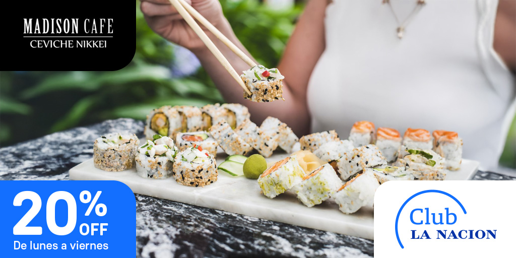 clubln's tweet photo. ¿Fan del sushi? Elegí #Ceviche para tus almuerzos y cenas. 😎
➡️ https://t.co/zy3RAGJRq1
De lunes a viernes tenés un 20% Off. 🍣🍷

#madisoncafe #cavichenikkei #sushi #sushilovers #sushitime #foodie #beneficiosclubln #clublanacion #clubln https://t.co/dsxfOyrEkl