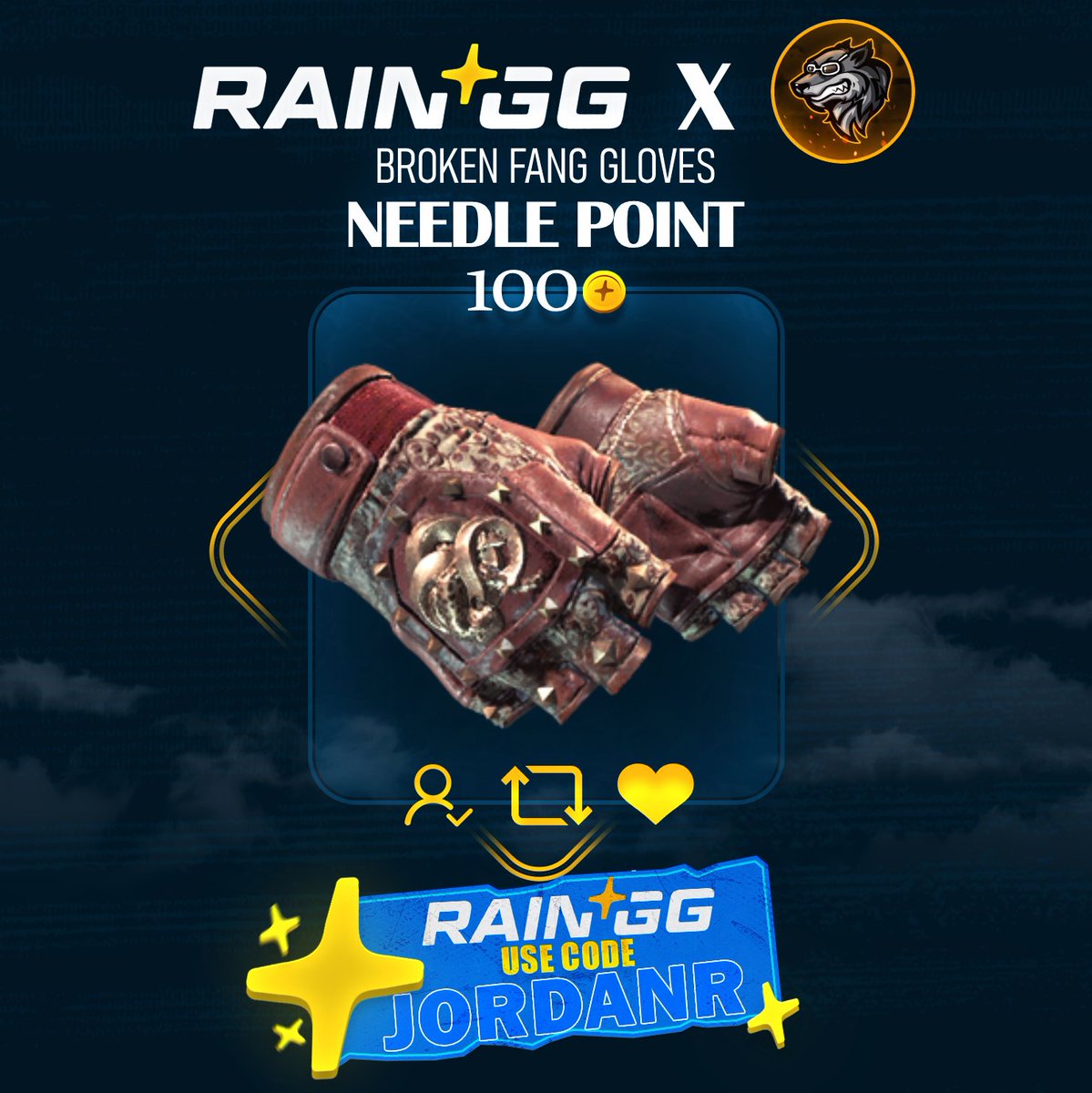 💸 Broken Fang Gloves | Needle Point [$100] 💸
💎 CSGO/CS2 Skin Giveaway 💎

⏩ Follow <a href="/raindotgg/">Rain.gg</a> &amp; <a href="/jordanr/">jordanr</a>
🔁 Retweet
👥 Tag 1 Friend :)

It's now been over a year since Rain launched! 🥳
Have you gotten any good wins? 👀

🔜 Winner will be picked in 7 days!