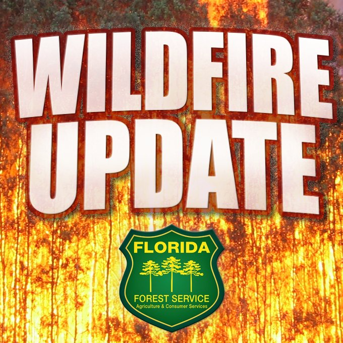 Location: Collier County, Near Newman Dr. Picayune Strand State Forest
Size Est: 140 Acres.   
Containment: 60%                   
Number of units on scene: 4 FFS Tractor-Plows and local Fire Department. 
Exercise caution in the area.