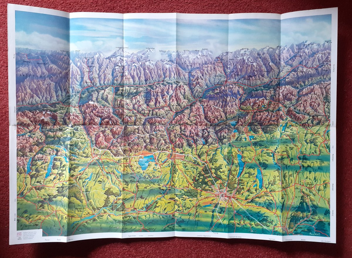 1964 in the Bavarian Alps, a German Railways DB perspective map leaflet for the DRG Class ET 91 Gläserner Zug (Glass Train) is on ebay in robertatforsythe sales. #ephermeraforsale #mapmonday #bavarianalps #Glasstrain #gläsernerzug  ebay.co.uk/itm/2771420495…