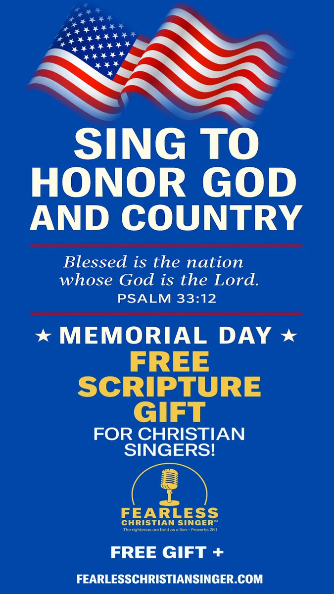 FearlessSinging's tweet photo. Today we pause to remember the brave men and women who gave their lives so we could live—and #worship—freely. 🇺🇸 
We need more #singers who aren’t afraid to lift up both the name of #Jesus and the name of #freedom.

https://t.co/JmPOvVbms6

#MemorialDay #FearlessChristianSinger https://t.co/NAym9wikt3
