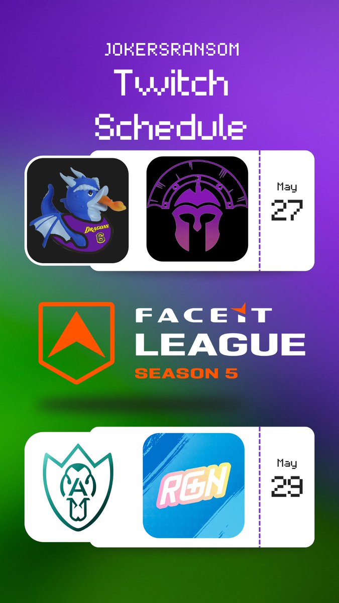 Joker from Esports (@jokersransom) on Twitter photo Sneak peak at this weeks <a href="/FACEIT_OW/">FACEIT Overwatch</a> Master Co Stream Schedule
<a href="/DhillDucks/">DhillDucks</a> Dragons vs <a href="/IliadEsports/">ILIAD ESPORTS</a> Artemis on Tuesday
and
<a href="/alt_esports_/">Alternate Esports</a> vs <a href="/OG_RGN/">OG RGN</a> on Thursday
streams on ttv/jokersransom Sneak peak at this weeks <a href="/FACEIT_OW/">FACEIT Overwatch</a> Master Co Stream Schedule
<a href="/DhillDucks/">DhillDucks</a> Dragons vs <a href="/IliadEsports/">ILIAD ESPORTS</a> Artemis on Tuesday
and
<a href="/alt_esports_/">Alternate Esports</a> vs <a href="/OG_RGN/">OG RGN</a> on Thursday
streams on ttv/jokersransom