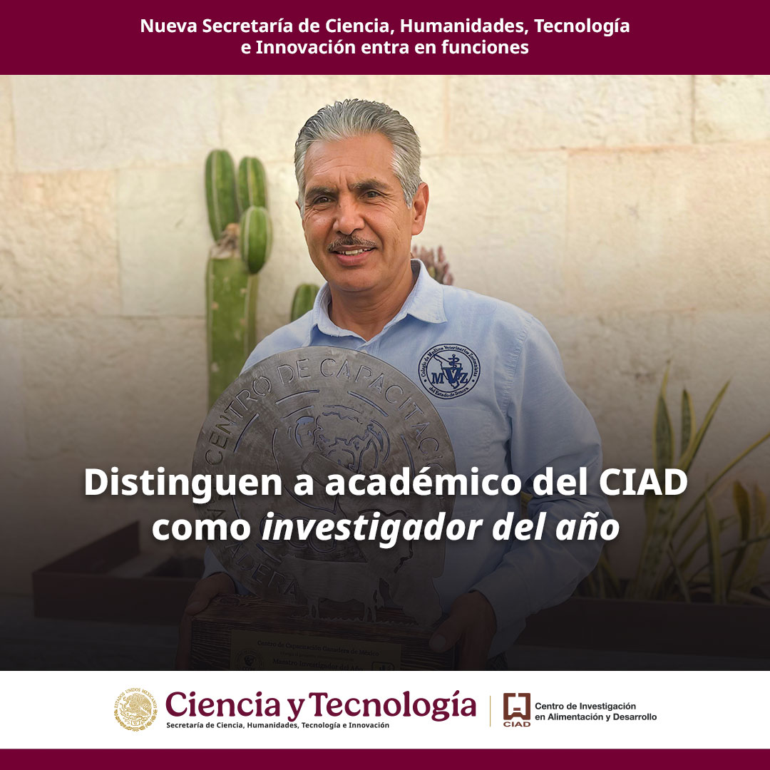 🏅Humberto González Ríos, académico del #CIAD, fue reconocido como Maestro Investigador del Año por parte del Patronato del Centro de Investigaciones Pecuarias del Estado de Sonora y la Unión Ganadera Regional de Sonora, en el marco del Día del Ganadero
✅bit.ly/4dz5095