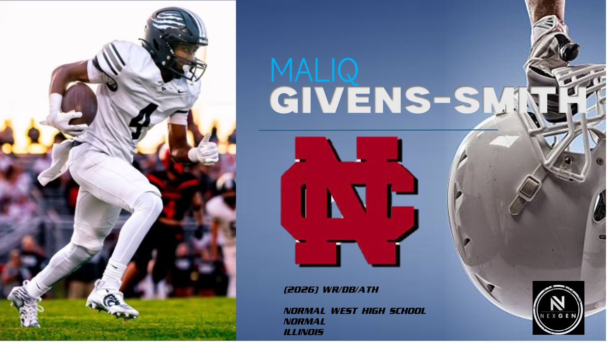 Keith Smilie (@nexgenscouting) on Twitter photo ✔️Monday, June 2nd
✅2026 WR/DB/ATH Maliq Givens-Smith <a href="/MaliqGivensmith/">Maliq Givens-Smith</a>
Normal West HS <a href="/NCWHS_Football/">Normal West Football</a>
Normal (IL)
📍North Central College <a href="/football_ncc/">NCC Football</a> ✔️Monday, June 2nd
✅2026 WR/DB/ATH Maliq Givens-Smith <a href="/MaliqGivensmith/">Maliq Givens-Smith</a>
Normal West HS <a href="/NCWHS_Football/">Normal West Football</a>
Normal (IL)
📍North Central College <a href="/football_ncc/">NCC Football</a>