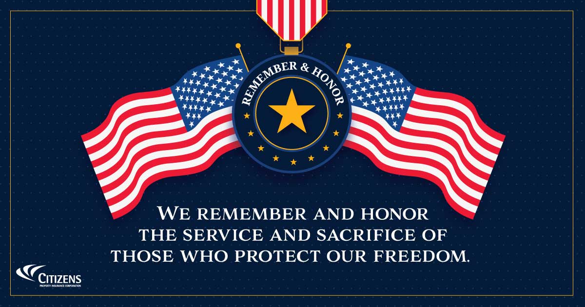 Citizens honors the memory of service members and their families who have sacrificed to protect the freedom we enjoy. #MemorialDay
