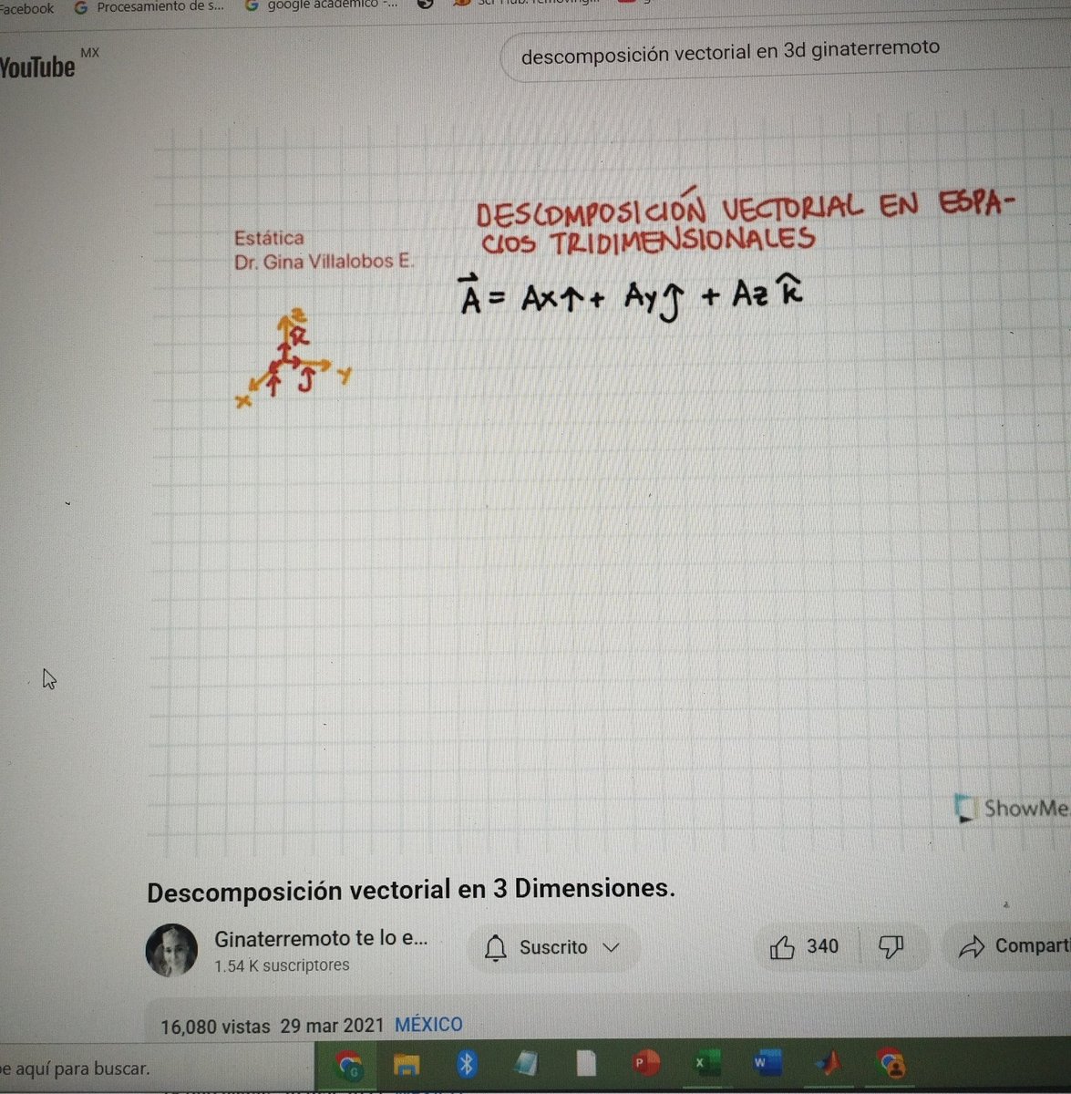 Amigos, estoy muy feliz.

Uno de mis videos (descomposición vectorial de fuerzas en 3D) tiene 16k de vistas, le gustó a 340 personas y me han mandado mensajes bonitos en los que me dicen que por fin lograron entender el tema.

Y con eso, me hice el día.