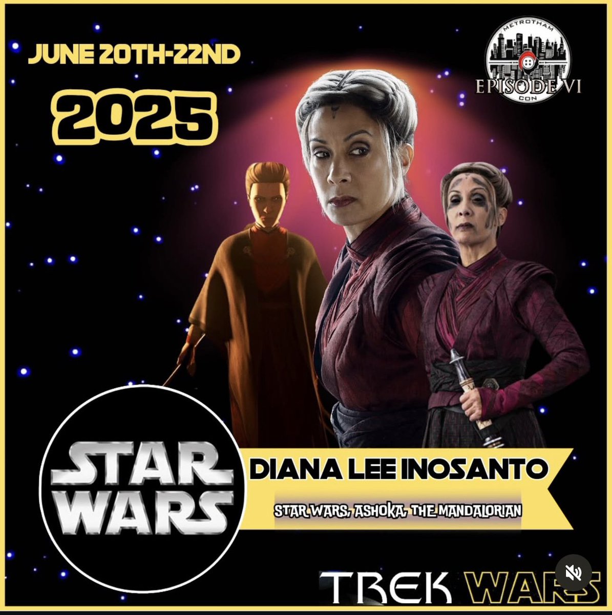 TheRealDLI's tweet image. Catch me at #MetrothamCon in Tennessee, June 20–22!
Good vibes, Star Wars love, and Nightsister power await 🖤
The Empire never dies… see you there.
#StarWars #Ahsoka #TheMandalorian #TalesOfTheEmpire #Inosanto #Nightsister