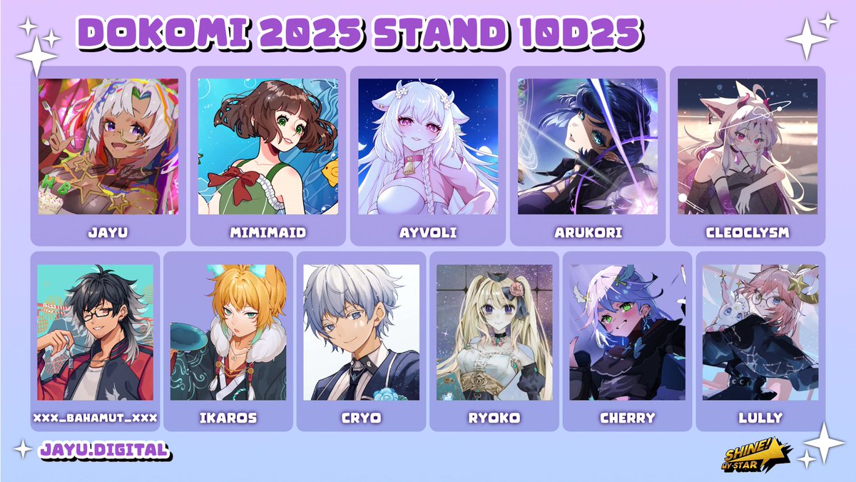 Wir werden auf der DoKomi am Stand 10D25 von folgenden VTubern Merch dabei haben!

<a href="/jayuhime/">Jayu ✩ Magical Girl VTuber</a> 
<a href="/MimiMaid/">Mimi 🥒 🎀</a> 
<a href="/ayvoli/">ayvoli🌺~ MUHVOLITHON ~🐮</a> 
<a href="/Arukori/">Arukori ✨ Witch Vtuber</a> 
<a href="/cleoclysm/">Cleo 🌙🌌</a> 
<a href="/xXx_Bahamut_xXx/">xXx_Bahamut_xXx</a> 
<a href="/Ikaros_Vt/">Ikaros</a> 
<a href="/Cryo_VT/">Cryo ❄️ Glacial Envoy ❄️VTuber</a> 
<a href="/RyokosArt/">atelier.ryoko</a> 
<a href="/vt_Cherry/">Cherry 💜 | GER | VTuber</a> 
<a href="/lullynya/">Lully 💫</a> 

Zudem werden wir einige Displays von <a href="/ShineMyStarTCG/">Shine! My Star | Playtest Set02</a> mitnehmen.