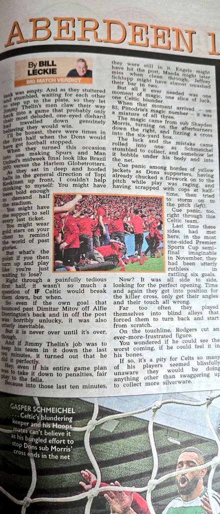 I hope <a href="/AberdeenFC/">Aberdeen FC</a>  asks for a written and printed formal apology from <a href="/TheSun/">The Sun</a> and Bill Leckie for the false statement that aberdeen fans were scrapping with police at half time.