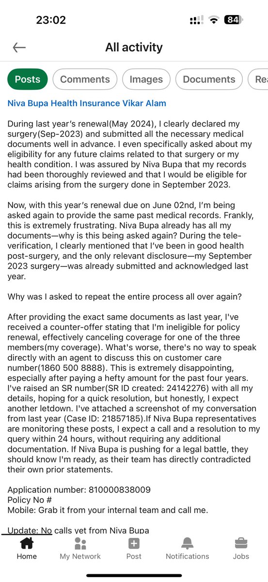 rajatchandra's tweet photo. @Niva_Bupa 
It’s been more than 3 days and still i have not receive any calls for clarification. https://t.co/G9rRN17Ejf