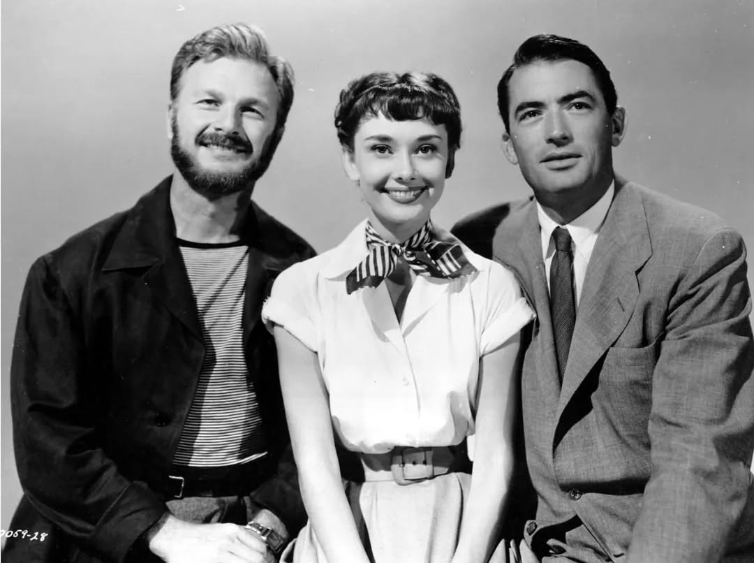 Audrey Hepburn, Gregory Peck and Eddie Albert photographed for Roman Holiday,  Rome, 1953, image size:1080x806