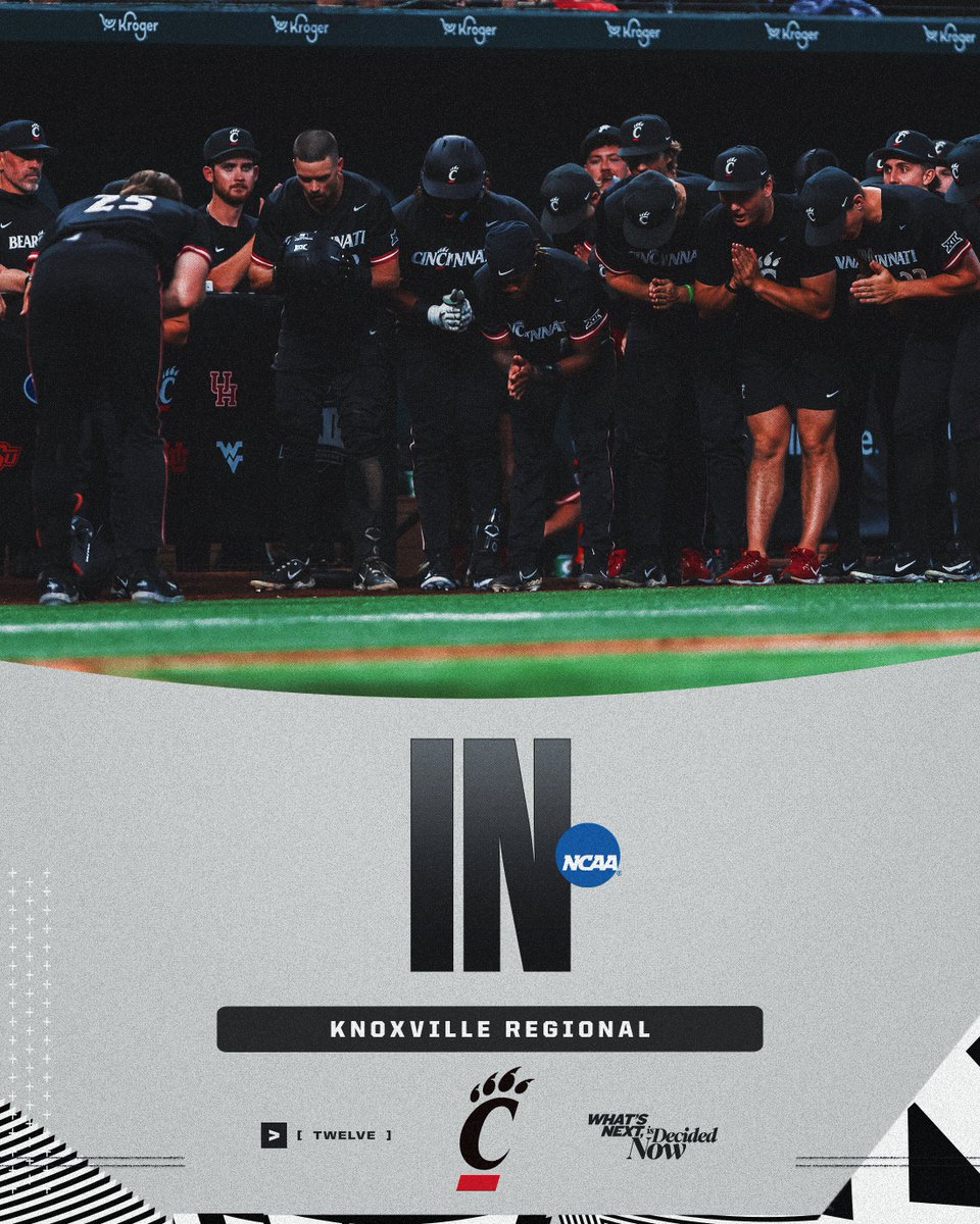 Big 12 Conference (@big12conference) on Twitter photo LET'S DANCE <a href="/GoBearcatsBASE/">Cincinnati Baseball</a> 🕺
🗺️ Knoxville, TN
🆚 Wake Forest
📅 Friday, May 30
⏰ 12 p.m. CT
📺 ESPN+
#Big12BSB | <a href="/NCAABaseball/">NCAA Baseball</a> LET'S DANCE <a href="/GoBearcatsBASE/">Cincinnati Baseball</a> 🕺
🗺️ Knoxville, TN
🆚 Wake Forest
📅 Friday, May 30
⏰ 12 p.m. CT
📺 ESPN+
#Big12BSB | <a href="/NCAABaseball/">NCAA Baseball</a>