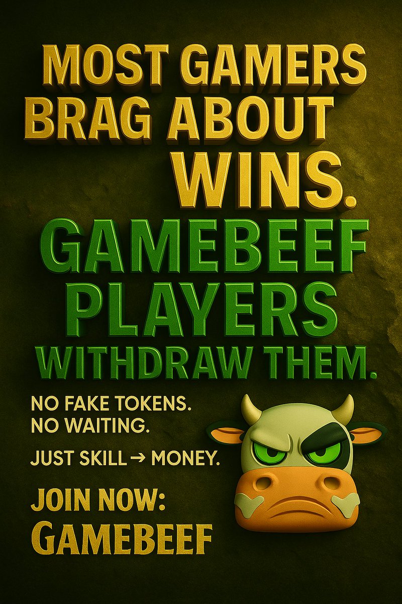 BetGameBeef's tweet image. Most gamers brag about wins.
GameBeef players withdraw them.

No fake tokens. No waiting.
Just skill → money.

Join now: GameBeef.com
#GameBeef #GamerMoney #SkillToCash