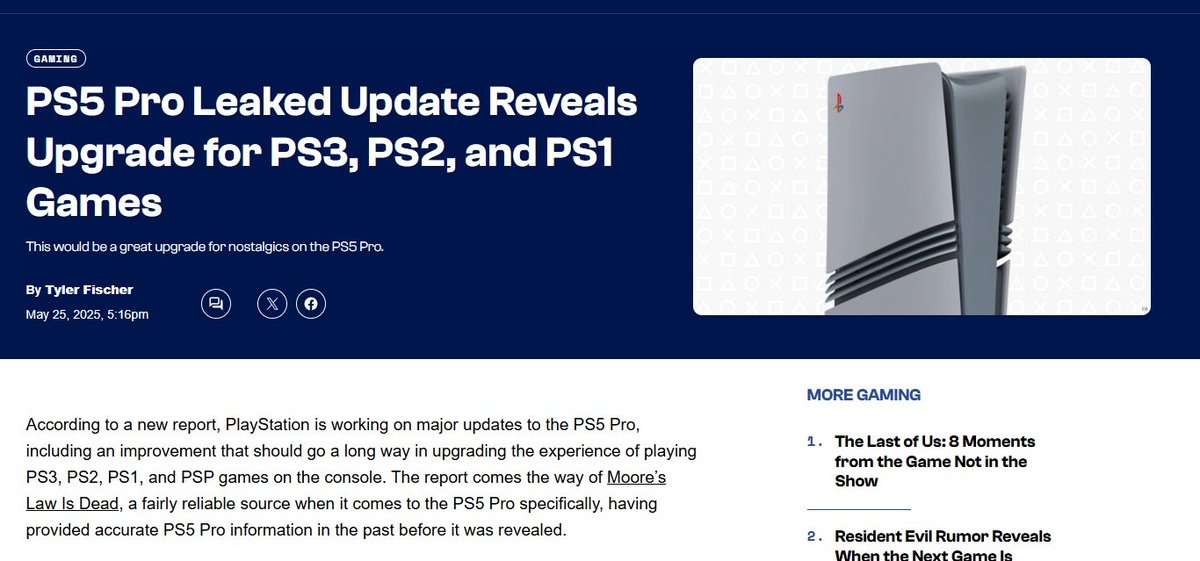 PS5 Pro Leaked Update Reveals Upgrade for PS3, PS2, and PS1 Games
Sony is preparing an update to PS5 Pro PSSR that will allow it to upscale these lower resolution games