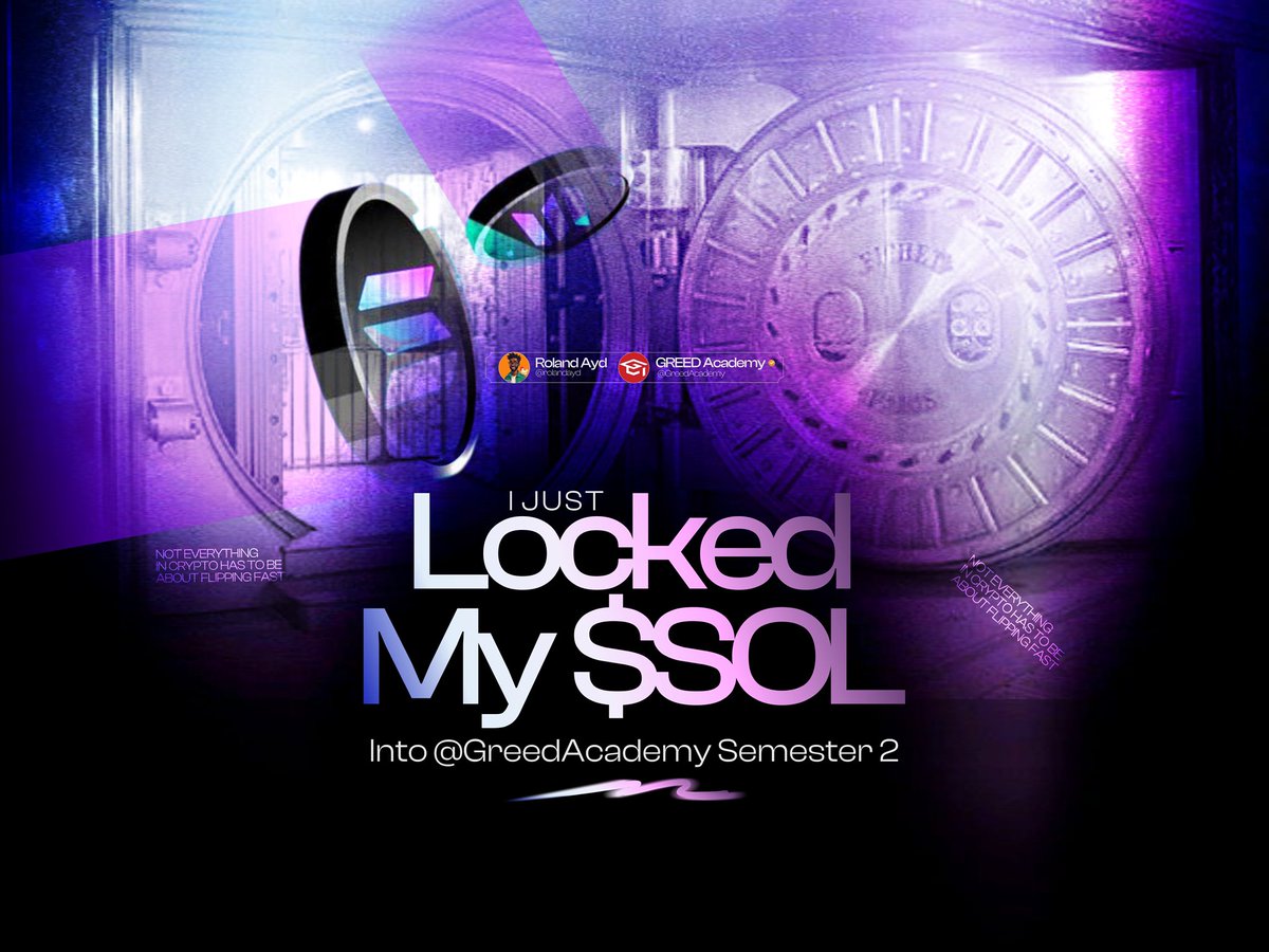 rolandayd_'s tweet image. I just locked my SOL for  @GreedAcademy Semester 2.

Not everything in crypto has to be about flipping fast.

Sometimes, it’s about learning slow—and doing it right.

Because I&apos;m done being crypto-aware but not crypto-smart.

Let me explain 🧵🔻

#semester2