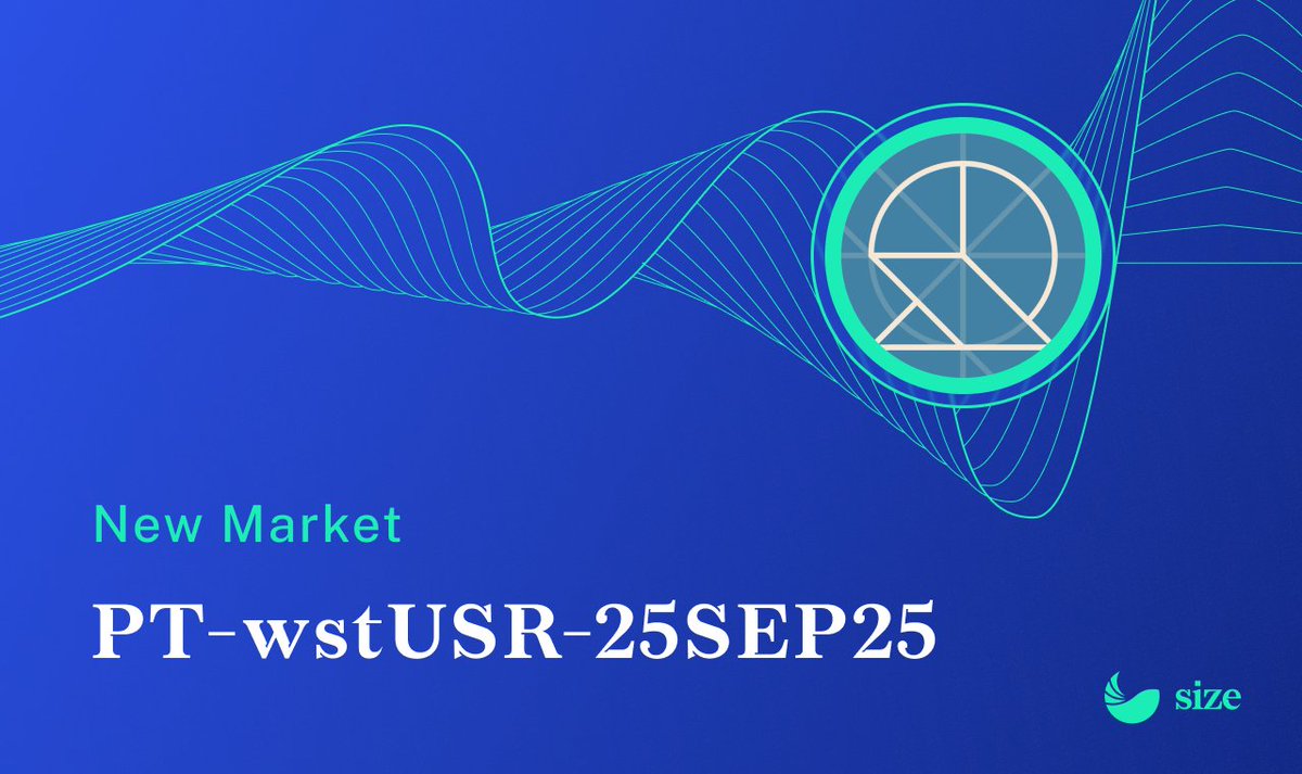 NEW PT MARKET 🐋

Juice moar profit from your <a href="/ResolvLabs/">Resolv Labs</a> PTs by sniping a low fixed rate against them

Move fast and you’ll pay just 6.28% APR to borrow until Sept 24

Collateral Asset: PT-wstUSR-25SEP
Borrow Asset: USDC

 app.size.credit/borrow
