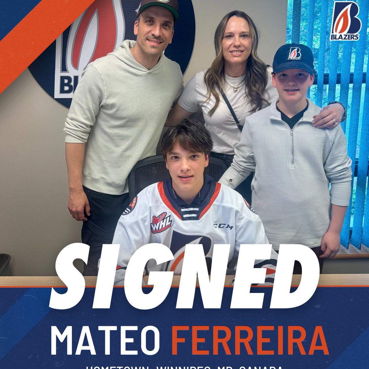 The first signing for <a href="/blazerhockey/">Kamloops Blazers</a> in the wake of this past weekend's Spring Development Camp in #Kamloops.  2010-born defenseman Mateo Ferreira out of Winnipeg put up strong offensive stats with the <a href="/U15BruinsGOLD/">U15 AAA Winnipeg Bruins Gold</a> this past season.  lnkr.fm/9AUyD