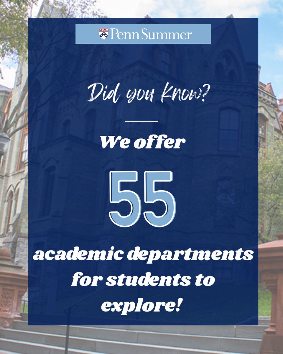 With courses in 55 academic departments, Penn Summer lets you dive deep into what drives you or discover something brand new. Explore the full course lineup here: bit.ly/4dq13Uf

#PennSummer #courses #lifelonglearning