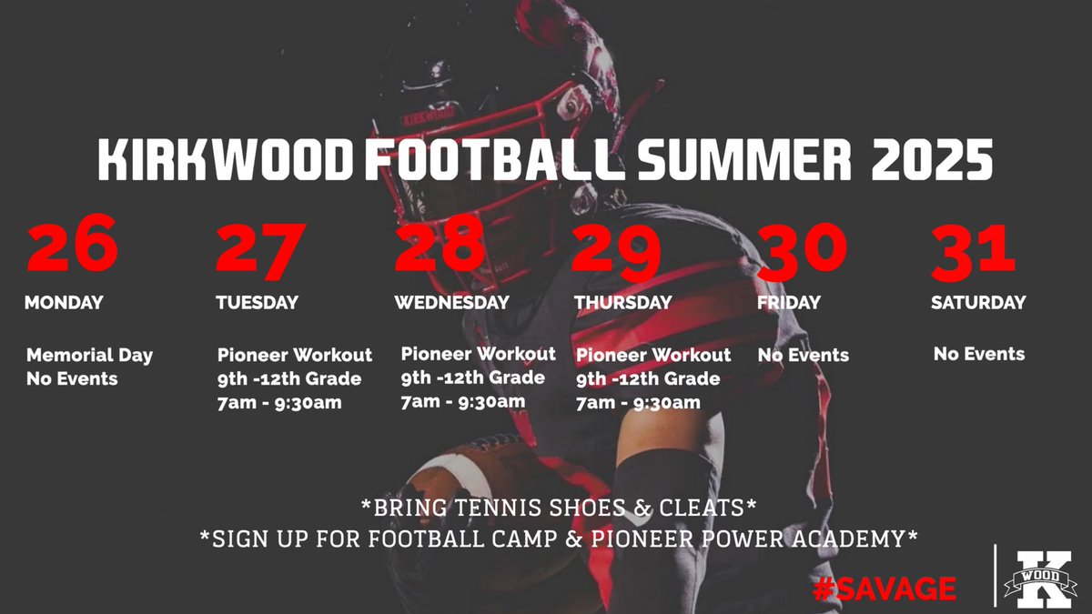 This week’s schedule! All incoming 9th-12th graders start @ 7am tomorrow!