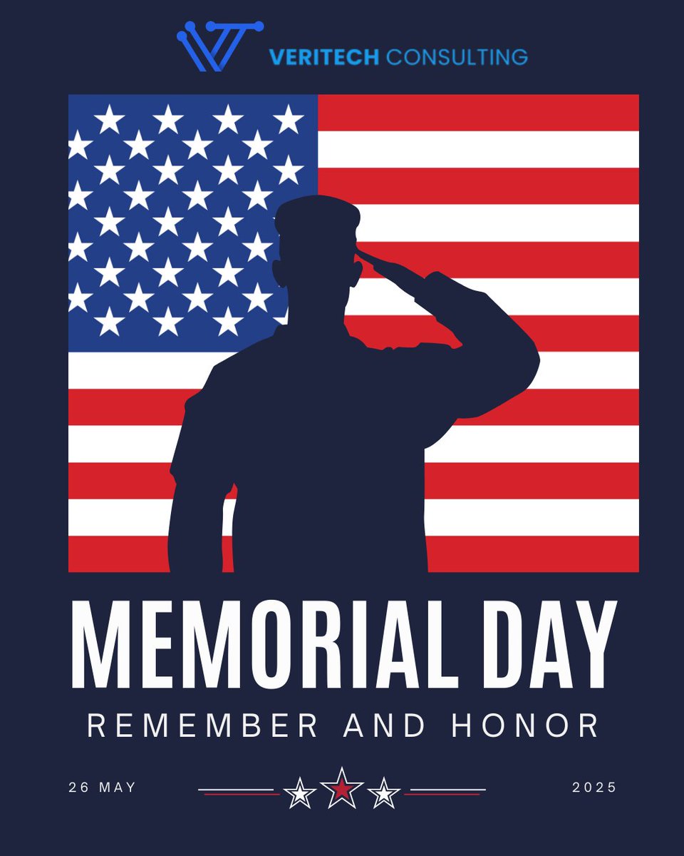 VeriTechConsult's tweet image. Today, we remember the fallen heroes who made the ultimate sacrifice.
At Veritech Consulting, we honor their courage and are grateful for the freedoms they secured. 🇺🇸
#MemorialDay #NeverForgotten #VeritechConsulting #HonorAndSacrifice
