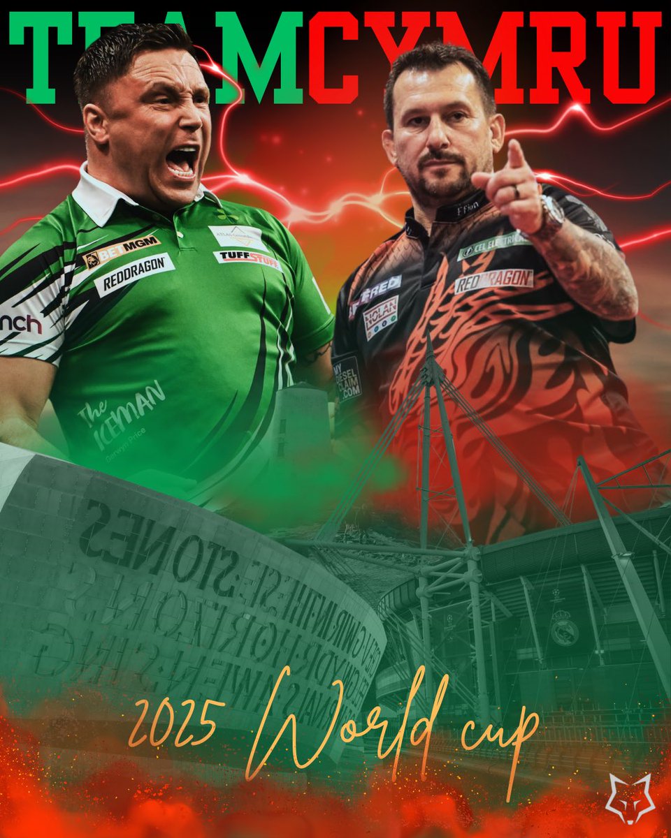 Rhys Fox-Fielding (@rffielding1) on Twitter photo The 2025 World Cup of darts. Team Cymru 🏴
<a href="/Gezzyprice/">Gerwyn Price</a>
<a href="/DartsCymru/">Darts Cymru</a>
<a href="/reddragondarts/">Red Dragon Darts</a>
<a href="/OfficialPDC/">PDC Darts</a>
<a href="/JonnyClay9/">Jonny Clayton</a> The 2025 World Cup of darts. Team Cymru 🏴
<a href="/Gezzyprice/">Gerwyn Price</a>
<a href="/DartsCymru/">Darts Cymru</a>
<a href="/reddragondarts/">Red Dragon Darts</a>
<a href="/OfficialPDC/">PDC Darts</a>
<a href="/JonnyClay9/">Jonny Clayton</a>