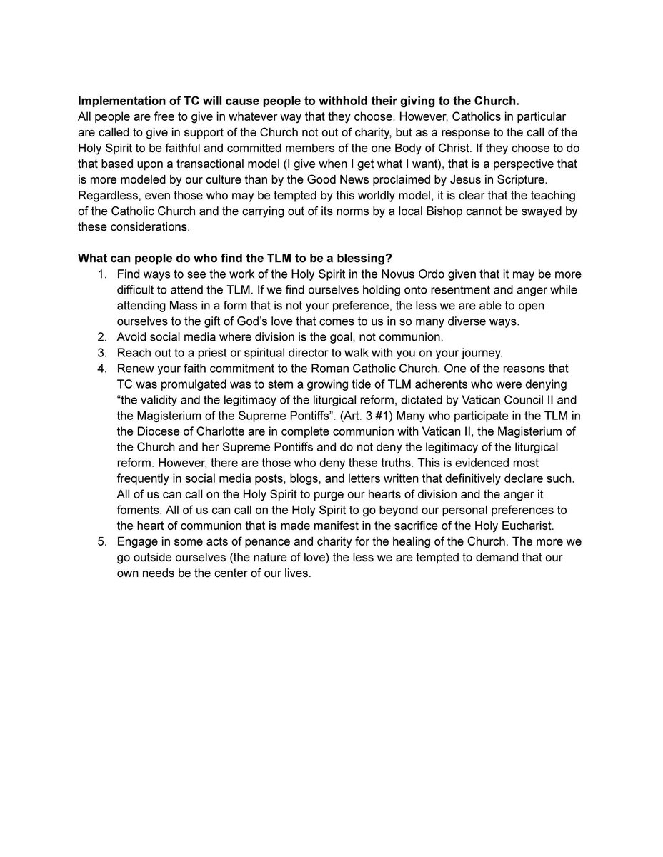 Matt Gaspers (@mattgaspers) on Twitter photo TLM CRACKDOWN IN CHARLOTTE
Today, <a href="/DrKwasniewski/">Peter Kwasniewski</a> posted what appear to be leaked talking points that priests of the Diocese of Charlotte are supposed to use in response to Catholics who ask why Bishop Michael Martin is taking away their Traditional Latin Mass locations: TLM CRACKDOWN IN CHARLOTTE
Today, <a href="/DrKwasniewski/">Peter Kwasniewski</a> posted what appear to be leaked talking points that priests of the Diocese of Charlotte are supposed to use in response to Catholics who ask why Bishop Michael Martin is taking away their Traditional Latin Mass locations: