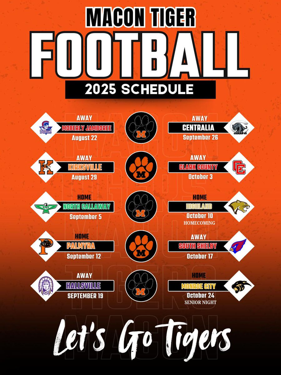 Football Schedule for this fall!