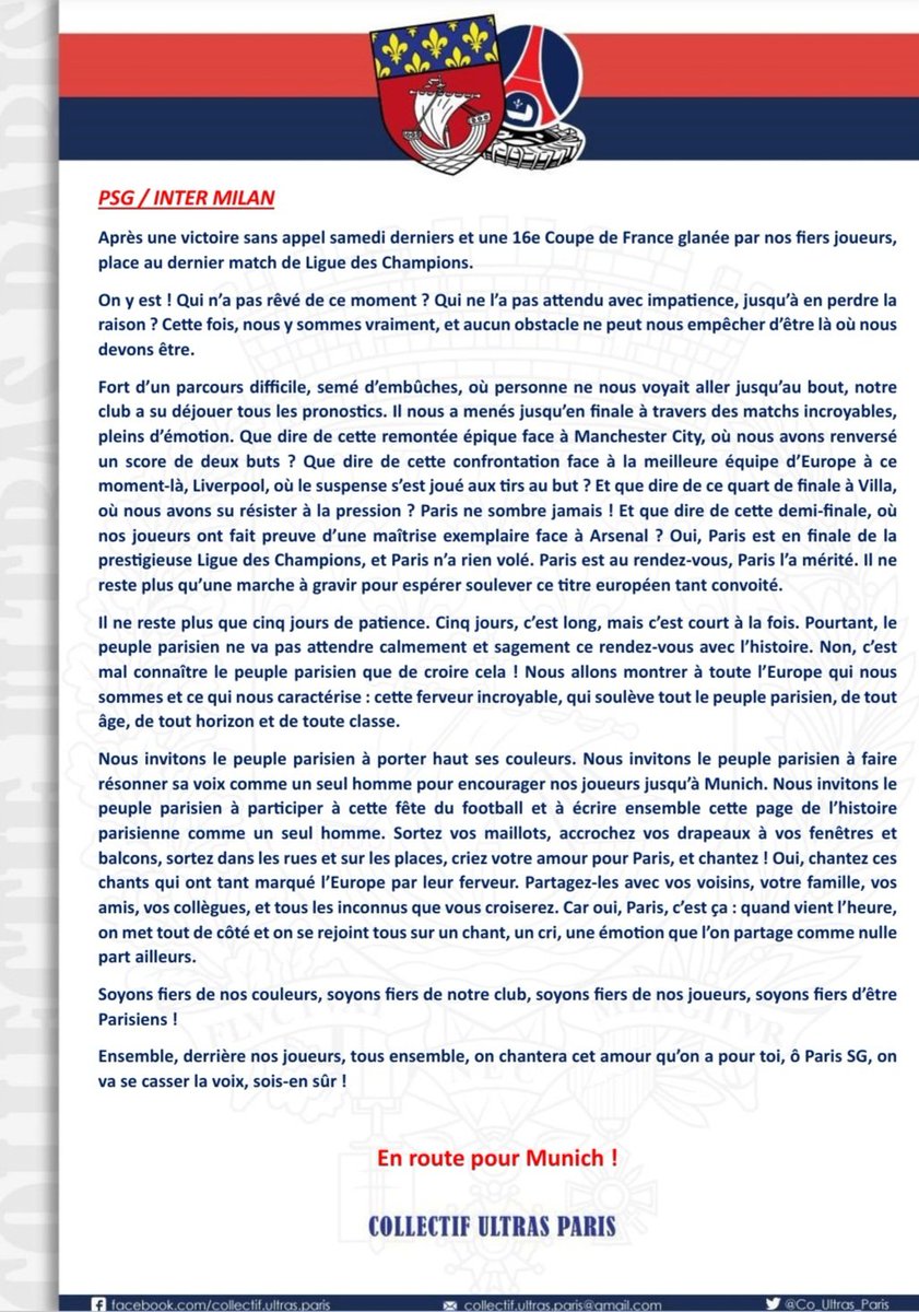 Collectif Ultras Paris tweet media
