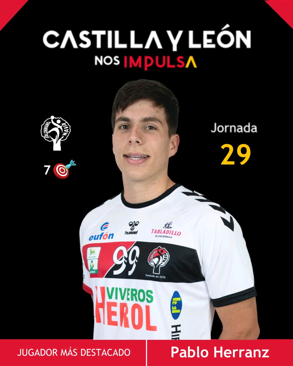 Normal que se haya colado en el 𝟕 𝐈𝐃𝐄𝐀𝐋 con el partidazo que se marcó 🎩

🏆El 𝙋𝙧𝙚𝙢𝙞𝙤 𝙉𝙤𝙨 𝙄𝙢𝙥𝙪𝙡𝙨𝙖 de la jornada 2️⃣9️⃣ es Pablo "Bulldozer" Herranz 🚜, con 7 tantos y un 100% de efectividad 👏🏻

¡Enhorabuena! 🙌🏻

#ViverosHerolBmNav 🔴⚪️
#NosImpulsaCastillayLeón