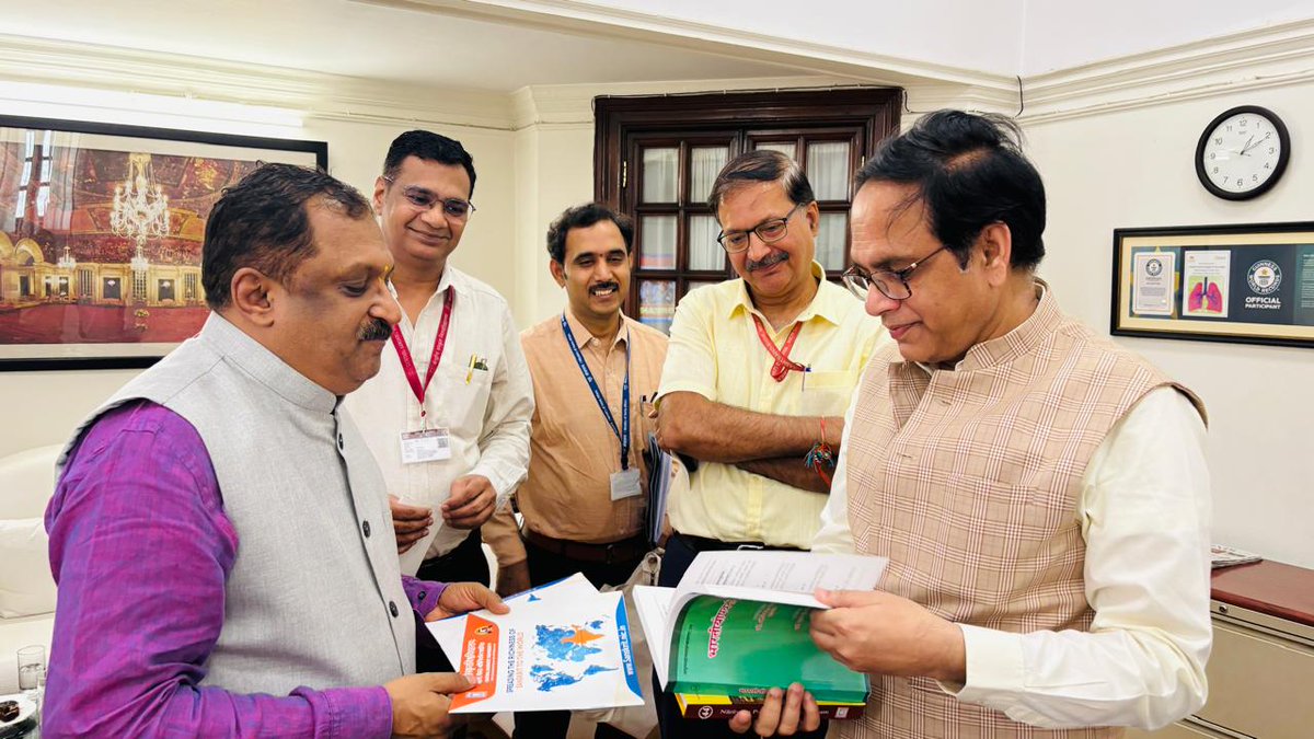 CentralSanskrit's tweet photo. The Noted Books of CSU will be provided to the Library of President House - Hon'ble V C Prof. Varakhedi
-Prof. Ajay Kumar Mishra @ProfAjayMishra
#Convener Media Cell, IKS Cell Official & PRO, CSU, Delhi
The Hon'ble #VC Prof. Shrinivasa Varakhedi @shrivarakhedi of Central Sanskrit University @c has pleasantly remarked that the meeting dated May 22, 2025, with Shri Shivendra Chaturvedi, Hon'ble Director, Rashtrapati Bhawan @rashtrapatibhvn, and Shri Sunil Kumar Trivedi, Officer on Special Duty (Research), was very inspiring and fruitful.
Prof. Varakhedi has voiced that the publication of Central Sanskrit University( CSU ) inks authenticity and popularity in the arena of prolific books publishing because the reputed Library of President House of India has gladly accepted the proposal of CSU officials to keep the books in the Library of President House of India. Prof. Varakhedi has sounded that productive books are game changers in life.
In this regard, further, Prof. Varakhedi has intimated that some rare important books (near about 60-70), manuscripts, some books of Gyanpeeth and Saraswati Awardees along with those penned by Maharshi Valmiki, Ved Vyas, Bhasa, Kalidas, and Banbhatta—Sanskrit classics will be provided for this famous library.
In this vital meeting, Prof. R.G. Murali Krishna, Registrar, Dr. P.M. Gupta, University Librarian, and Senior Academic Advisor Sri Mangesh Indapawar were also present.
Prof. Murali Krishna has stated that after getting the official requirement letter from President House, all material will be provided.
The Director of Publication, Prof. Kashinath Nayoupane, has said that we welcome this academic initiative that will enrich the circulation and serious readership of CSU books.
Prof. Madan Mohan Jha, Dean Students Welfare/Academic, has also said that there is no alternative to books in the academic world.
Prof. Sugyan Kumar Mohanti, Prof. Ganesh T. Pandit, Dr. Pavan Vyas (last all three, Publication Deptt.) and Prof Madhukeswar Bhatt have expressed their happiness. @PMOIndia @EduMinOfIndia @makeinindia
@Oneindia @nbt_india @sahityaakademi @ugc_india @IKS_Media @NSUTirupati
@vishwavidalaya @SamPromotion
@samskritbharati @makeinindia @ANI @PIB_India
@PTI_News @DDNewslive
@airnewsalerts @_DigitalIndia @slbsnsu @_DigitalIndia @ANI @PIB_India @PTI_News @EduMinOfIndia @AmritMahotsav @PMOIndia @rashtrapatibhvn @EduMinOfIndia @MIB_India @sahityaakademi @SamPromotion @samskritbharati @nbt_india @thatsTamil @JNU_official_50 @jmiu_official @UniofDelhi @IndicaOrg