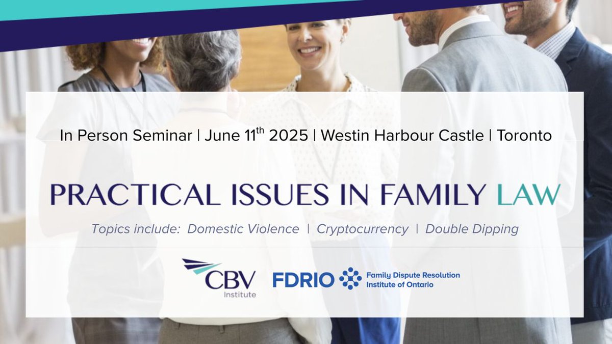 CBV Institute's, CONNECT 2025, is coming up fast! Join FDRIO/CBVI in this joint seminar to discuss Practical Issues in Family Law - it's a kick off to the conference the day before and a great opportunity to network and connect with this diverse community! tinyurl.com/ssaaa9wr