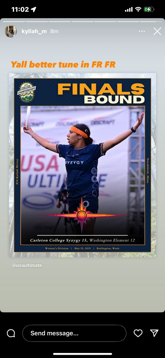 CoachMcRoy's tweet photo. National championship for D1 Women’s Ultimate Frisbee on ESPNU at 230pm Mountain time. Wishing my daughter Kyliah and her teammates from Carlton University good luck against University of British Columbia https://t.co/oF8BXQjhDL