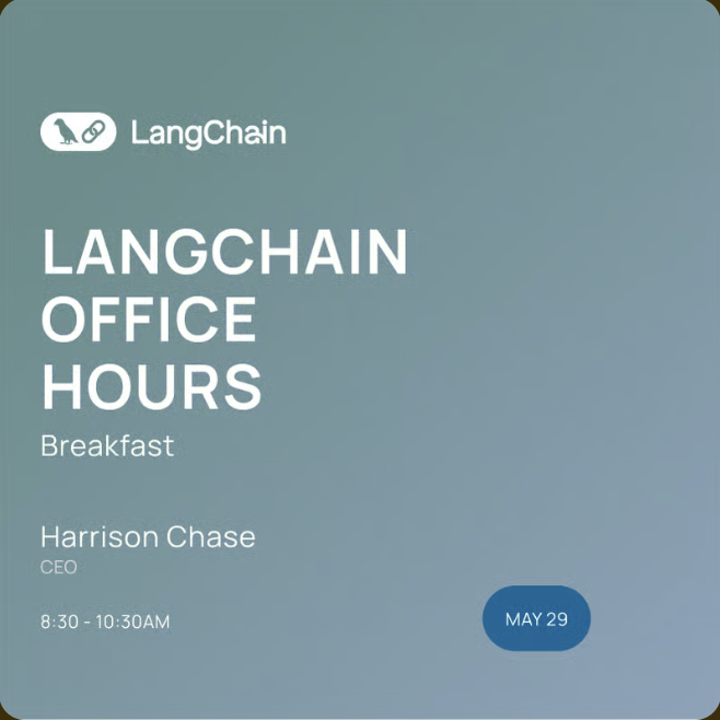 hwchase17's tweet photo. We're doing some LangChain office hours this Thursday morning in New York - come say hi!

https://t.co/oueiFlijBc https://t.co/q7HGsxBpHd