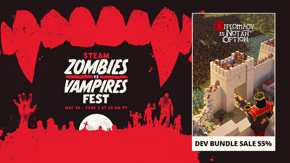 The Undead join Zombies vs. Vampires Fest - with a 55% discount on Door 407 Developer bundle!

store.steampowered.com/news/app/12723…

 #videogames #rts #indiedev #MondayMotivaton