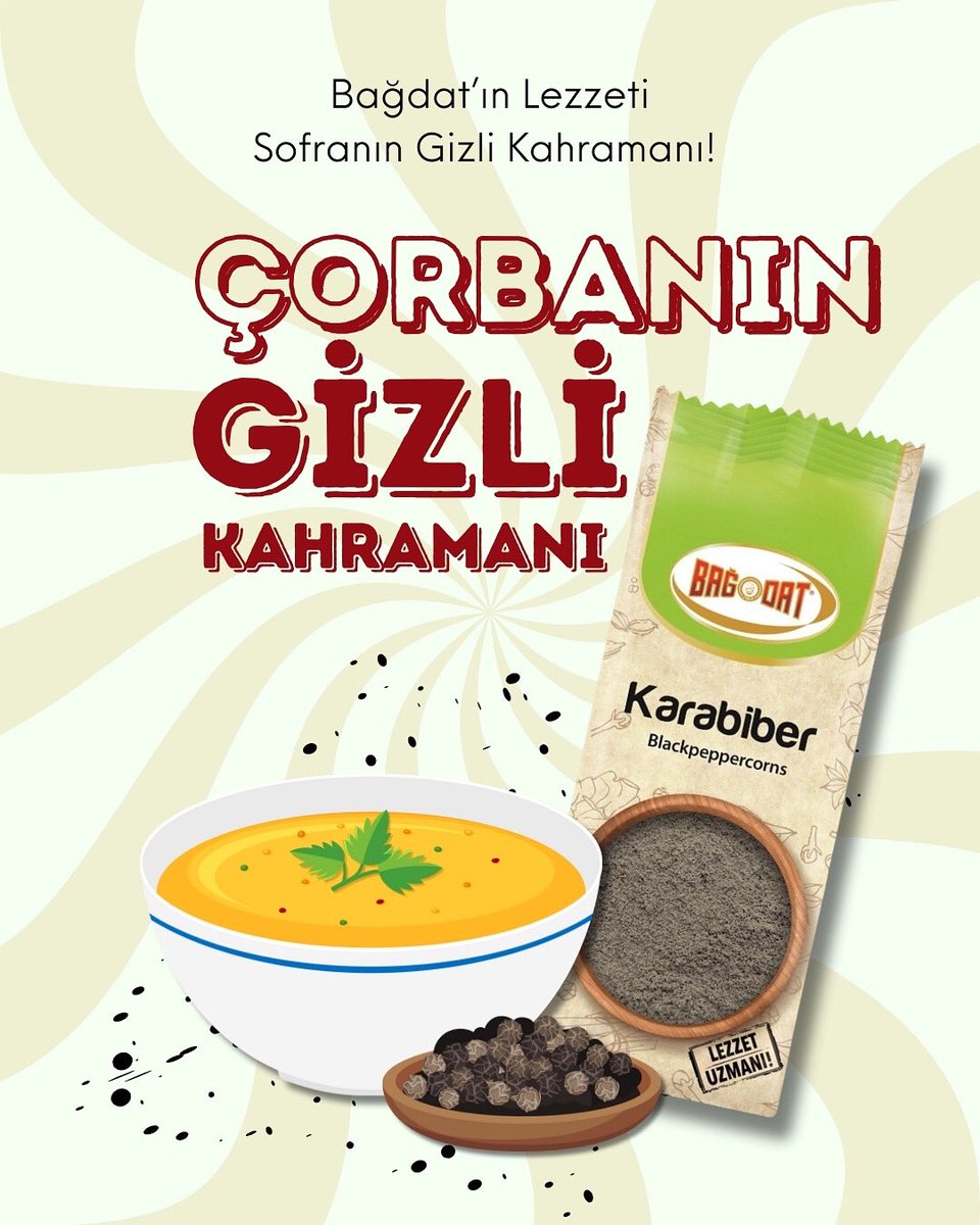 Çorbanın gizli kahramanı: Bağdat Karabiber! 🍲✨
Sıcacık bir çorbanın üzerine serpiştirilen bir tutam karabiber… Hem kokusuyla hem lezzetiyle içimizi ısıtan o son dokunuş! 🌶️🖤
Siz de çorbanıza karakter katmak istiyorsanız, Bağdat Karabiber tam yerinde bir tercih!