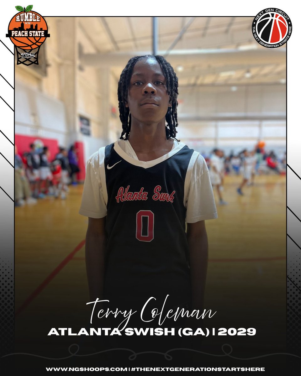 👤 Terry Coleman | 5'8” PG
🏀 Atlanta Swish | 🎓 2029
📍 <a href="/NGSHoops/">NGS HOOPS</a>

✅ Speed
✅ Passing Vision
✅ Defensive Energy

Lightning-fast point guard who commands tempo. Creates in drive-and-kick, defends full court, and leads with vocal presence.