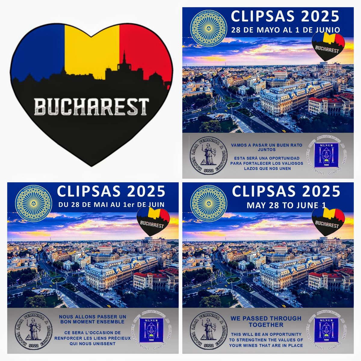 CLIPSAS 2025: La Maçoneria liberal-adogmàtica internacional es reunirà en assemblea a Bucarest del 28 de maig a l'1 de juny.

Participarà i presentarà la seva ponència una delegació del Gran Orient de Catalunya encapçalada pel seu Gran Mestre Antoni Bou.