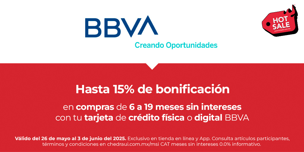 En Hot Sale, paga con tu tarjeta BBVA 💳, ¡y recibe bonificaciones exclusivas en tus compras! bit.ly/4kiPhhg