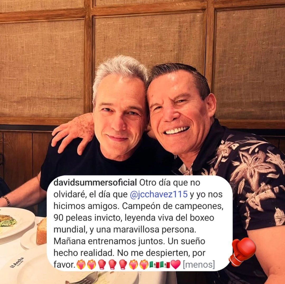 🥊🥊El gran <a href="/Jcchavez115/">Julio César Chávez</a> junto a <a href="/DavidSummersHG/">David Summers</a>  en Madrid. 
"Mañana entrenamos juntos. Un sueño hecho realidad" 

Fotos:  Instagram David 👇
instagram.com/p/DKH8BRZiPgY/…