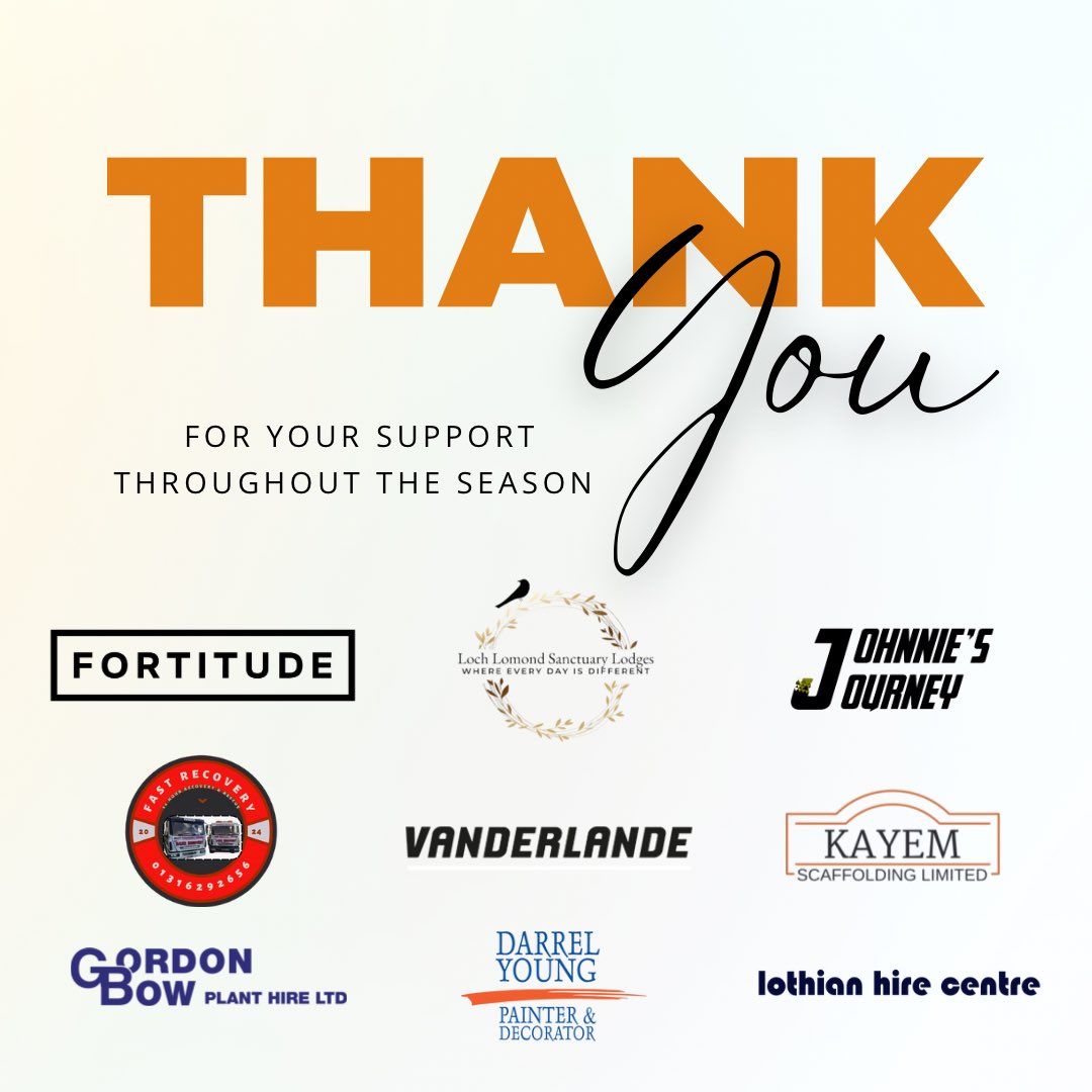 👏 Thank You to Our Sponsors

With the season now over, we want to say a massive thank you to all our sponsors for your support throughout the season. We really appreciate it! 🧡 ⚽