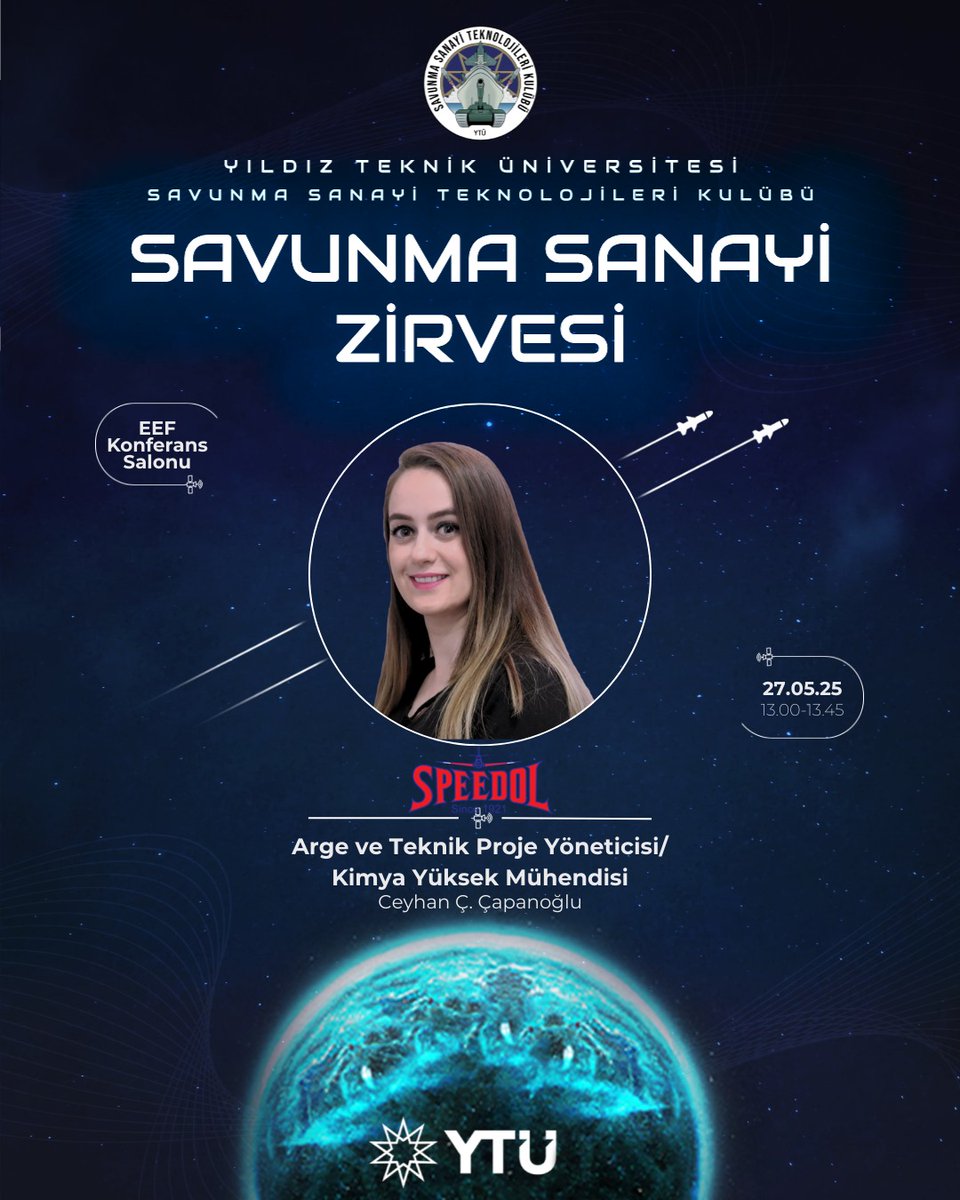 Otomotiv, endüstri, makine, havacılık ve savunma sanayii sektörlerine yönelik oto bakım ürünlerinin üretimini gerçekleştiren SPEEDOL firmasından AR-GE Teknik Proje Yöneticisi/Kimya Yüksek Mühendisi Ceyhan Ç. Çapanoğlu ile 27 Mayıs'ta EEF Konferans Salonu'nda bir araya geleceğiz.