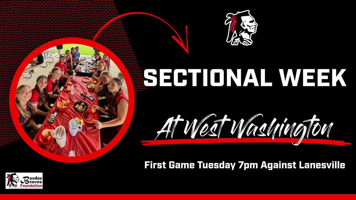 SHOW UP ❤️ WEAR RED !!
TUESDAY 7PM @ West Wash
First Round of Sectionals LET’S GOOO!!
<a href="/bordenathletics/">Borden Athletics</a>